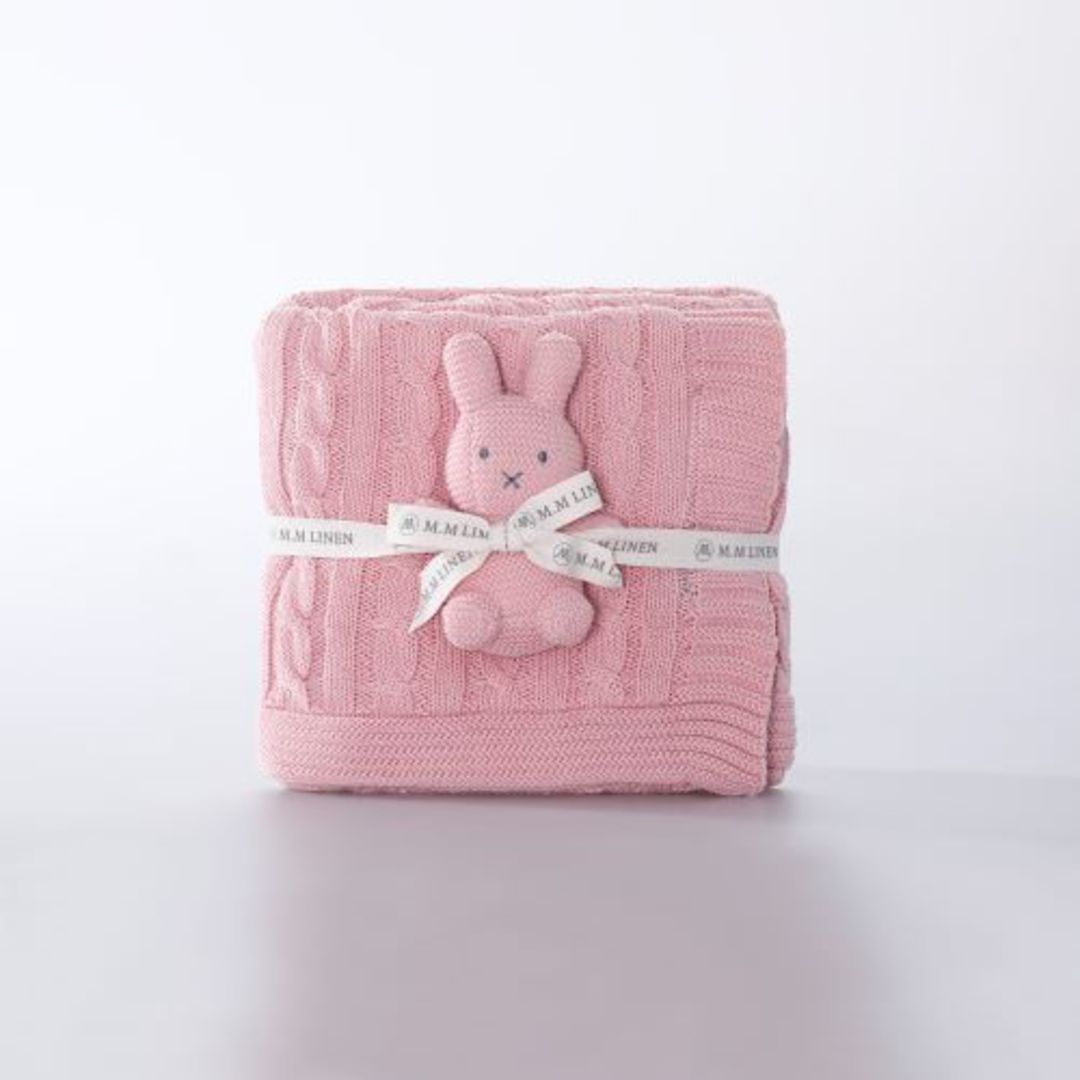MM Linen - Bunny Baby Set - Pink and White image 1